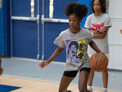 Working on the dribbling skills at Hoop for Hope. (Photo by Noah Allard) 